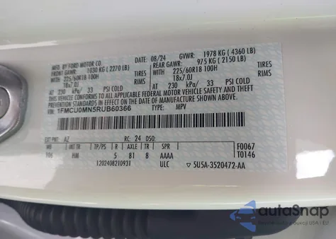 2024 Ford Escape St-Line from USA, damaged, VIN 1FMCU0MN5RUB60366